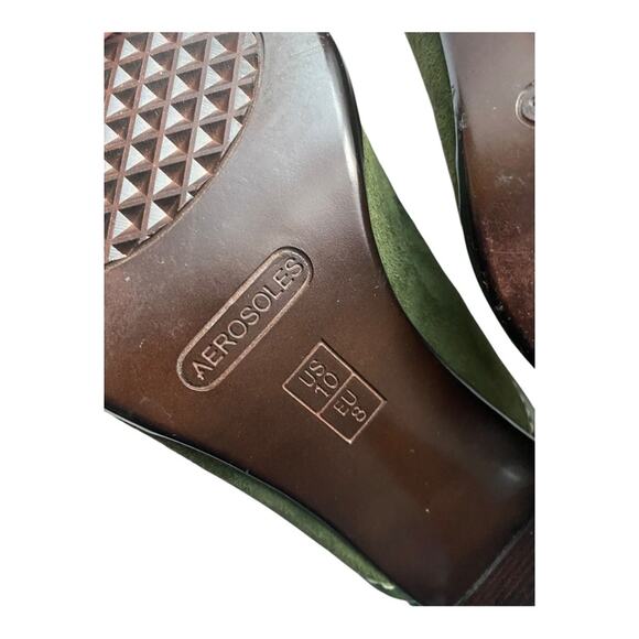 AEROSOLES Mules Kitten Heel Bow Detail Green - Picture 7 of 8